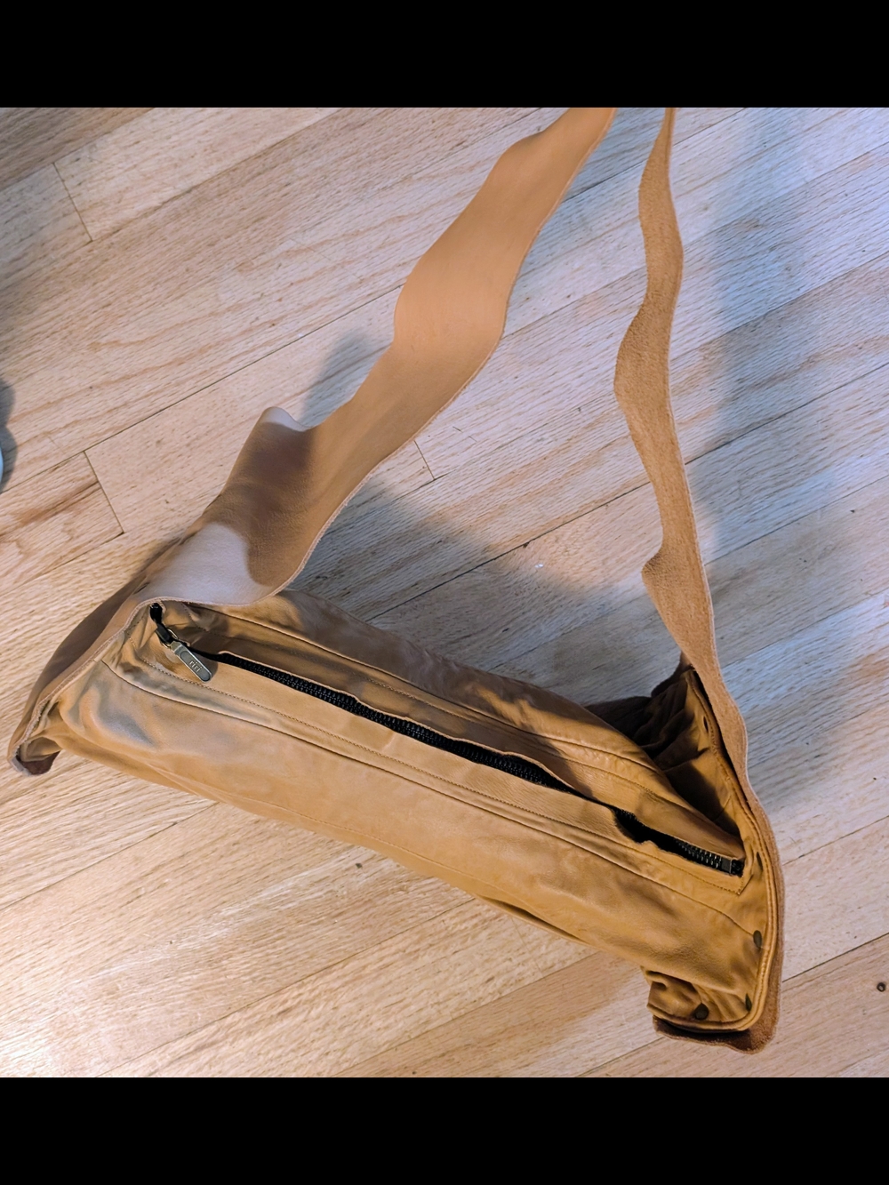 Genuine Leather Tan Leather Shoulder Bag - Minimal Design